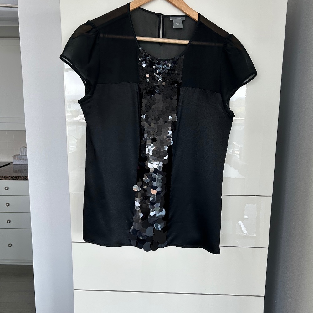 Ann Taylor Sequins  Satin Blouse